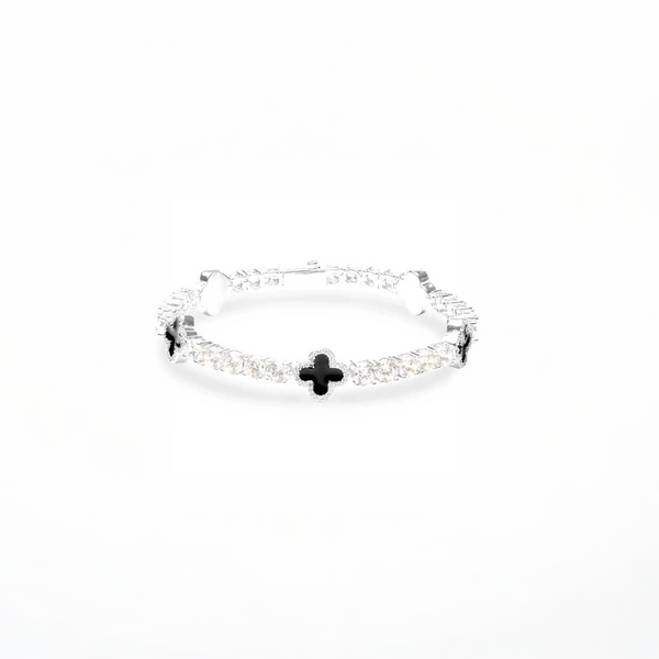 Black Motif Tennis Bracelet - 5mm